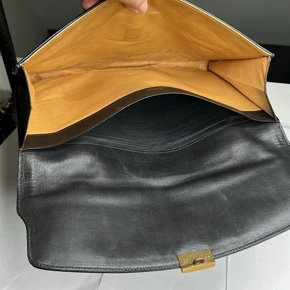 Gucci Black Logo Canvas and Leather Envelope Clutch Bag - Picture 6 of 10